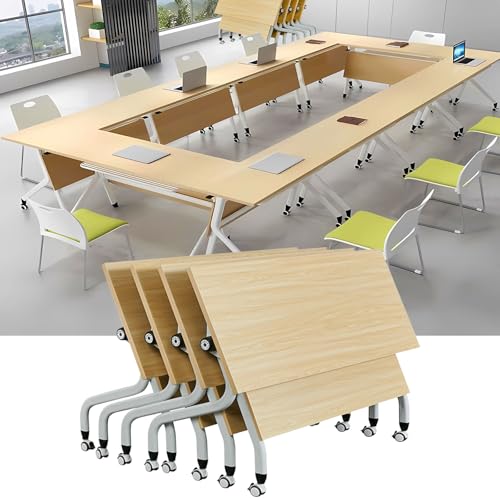 Junpllvic 6-teiliger Klapptisch für Konferenzräume, mobiler Schulungs- und Seminartisch mit klappbarer Platte und leisen Rädern, platzsparendes Design, Metallrahmen für Büro, Besprechungsraum Junpllvic 6-teiliger Klapptisch für Konferenzräume, mobiler Schulungs- und Seminartisch mit klappbarer Platte und leisen Rädern, platzsparendes Design, Metallrahmen für Büro, Besprechungsraum von Junpllvic