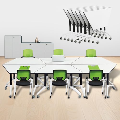 Junpllvic 6er-Pack Konferenztisch, zusammenklappbarer moderner tragbarer modularer Tisch mit leisen Rädern, Seminar-Sitzungssaal von Junpllvic