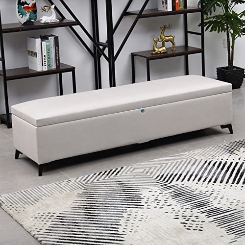 Junpllvic Industrielle Aufbewahrungsbank, Lange Schuhbank mit Klappdeckel, gepolsterter Hocker am Bettende, mit gepolstertem Sitz und Ablage, für Flur, Wohnzimmer, Schlafzimmer Junpllvic Industrielle Aufbewahrungsbank, Lange Schuhbank mit Klappdeckel, gepolsterter Hocker am Bettende, mit gepolstertem Sitz und Ablage, für Flur, Wohnzimmer, Schlafzimmer von Junpllvic