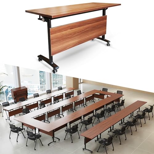 Junpllvic Klappbarer Konferenztisch, rechteckig, für Besprechungen, Seminare, Büros und Besprechungsräume, Holztisch mit Klappplatte, 139,7 cm L x 59,9 cm B x 74,9 cm H, beweglicher Computertisch für Junpllvic Klappbarer Konferenztisch, rechteckig, für Besprechungen, Seminare, Büros und Besprechungsräume, Holztisch mit Klappplatte, 139,7 cm L x 59,9 cm B x 74,9 cm H, beweglicher Computertisch für von Junpllvic
