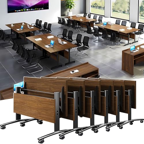 Junpllvic Konferenztisch, Faltbarer mobiler Schulungstisch mit Klappplatte und Rädern, Metallbeinen, rechteckig, modern für Büro-Besprechungsräume, Klassenzimmer Junpllvic Konferenztisch, Faltbarer mobiler Schulungstisch mit Klappplatte und Rädern, Metallbeinen, rechteckig, modern für Büro-Besprechungsräume, Klassenzimmer von Junpllvic