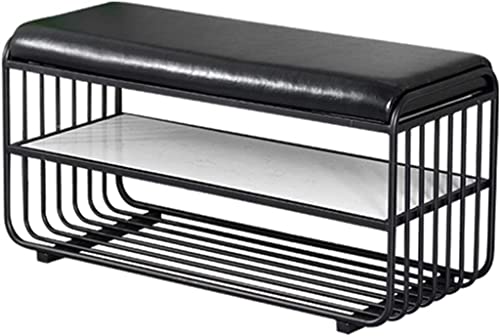 Junpllvic Moderne Schuhaufbewahrungsbank, Schuhschrank für den Eingangsbereich mit weichem Kissen und Garderobe für Flur und Garderobe (Schwarz 80 * 40 * 47 cm) von Junpllvic