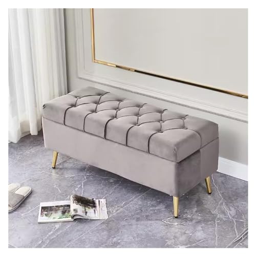 Junpllvic Moderne Sitzbank mit Stauraum aus Samt, Ottomane, Lange Bänke am Fußende des Bettes für Schlafzimmer, gepolsterter rechteckiger Fußhocker für Eingangsfenster mit Metallbeinen Junpllvic Moderne Sitzbank mit Stauraum aus Samt, Ottomane, Lange Bänke am Fußende des Bettes für Schlafzimmer, gepolsterter rechteckiger Fußhocker für Eingangsfenster mit Metallbeinen von Junpllvic