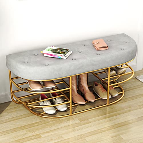 Junpllvic Moderne gepolsterte Schuhbank mit Samtsitzdekor, Akzentmöbel für das Wohnzimmer, luxuriöse Schuhaufbewahrungsbank für den Eingangsbereich Junpllvic Moderne gepolsterte Schuhbank mit Samtsitzdekor, Akzentmöbel für das Wohnzimmer, luxuriöse Schuhaufbewahrungsbank für den Eingangsbereich von Junpllvic