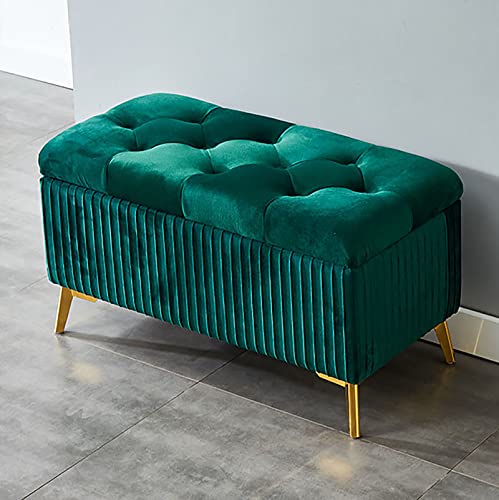 Junpllvic Moderner dunkelgrüner gepolsterter Fußhocker mit Stauraum aus Samt für das Wohnzimmer, 100 x 39 x 45 cm Junpllvic Moderner dunkelgrüner gepolsterter Fußhocker mit Stauraum aus Samt für das Wohnzimmer, 100 x 39 x 45 cm von Junpllvic