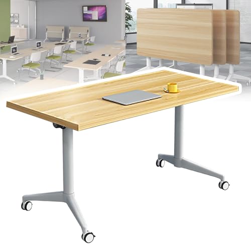 Junpllvic Rechteckiger modularer Konferenzraumtisch, Faltbarer mobiler Schulungstisch mit Klappplatte für Schulungsräume, mit Rollen Junpllvic Rechteckiger modularer Konferenzraumtisch, Faltbarer mobiler Schulungstisch mit Klappplatte für Schulungsräume, mit Rollen von Junpllvic