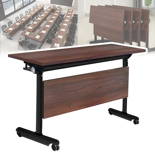 Junpllvic Rechteckiger modularer Konferenzraumtisch, Faltbarer mobiler Schulungstisch mit Klappplatte für Schulungsräume, mit Rollen Junpllvic Rechteckiger modularer Konferenzraumtisch, Faltbarer mobiler Schulungstisch mit Klappplatte für Schulungsräume, mit Rollen von Junpllvic
