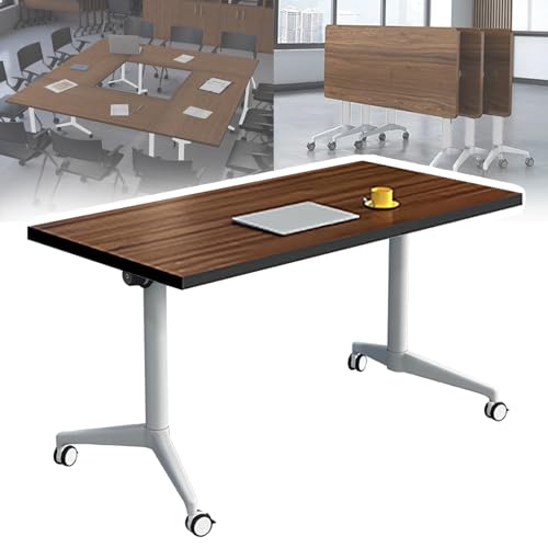 Junpllvic Rechteckiger modularer Konferenzraumtisch, Faltbarer mobiler Schulungstisch mit Klappplatte für Schulungsräume, mit Rollen Junpllvic Rechteckiger modularer Konferenzraumtisch, Faltbarer mobiler Schulungstisch mit Klappplatte für Schulungsräume, mit Rollen von Junpllvic
