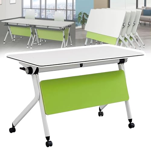 Junpllvic Rechteckiger modularer Konferenzraumtisch, Faltbarer mobiler Schulungstisch mit Klappplatte für Schulungsräume, mit Rollen Junpllvic Rechteckiger modularer Konferenzraumtisch, Faltbarer mobiler Schulungstisch mit Klappplatte für Schulungsräume, mit Rollen von Junpllvic