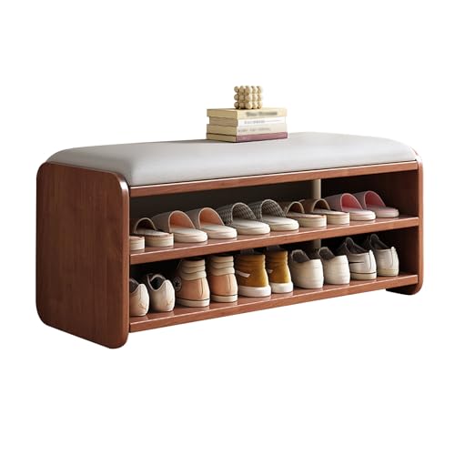 Junpllvic Schuhaufbewahrungsbank aus Holz mit gepolsterter Sitzfläche, 3-stufige Schuhregalbank für Eingangsbereich, Flur, Schlafzimmer, Garderobe Junpllvic Schuhaufbewahrungsbank aus Holz mit gepolsterter Sitzfläche, 3-stufige Schuhregalbank für Eingangsbereich, Flur, Schlafzimmer, Garderobe von Junpllvic