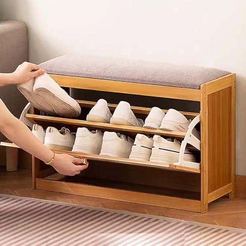 Junpllvic Schuhaufbewahrungsbank aus Massivholz für den Eingangsbereich, Regal-Organizer mit Türen, Schuhwechselhockerbank für Flur, Schmutzschleuse, Schrank und Garage Junpllvic Schuhaufbewahrungsbank aus Massivholz für den Eingangsbereich, Regal-Organizer mit Türen, Schuhwechselhockerbank für Flur, Schmutzschleuse, Schrank und Garage von Junpllvic