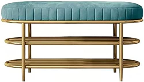 Junpllvic Schuhaufbewahrungsbank für den Eingangsbereich, Schuhwechselhocker mit Metallrahmen, Bett-Endhocker mit 7-lagigem Regal, für Wohnzimmer, Flur, Schlafzimmer von Junpllvic
