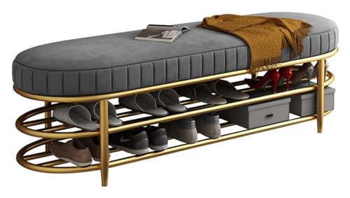 Junpllvic Schuhbank für den Eingangsbereich für das Wohnzimmer, Aufbewahrungsregal-Organizer, Haushalts-Weichtasche, doppellagiger Schuhwechselhocker von Junpllvic
