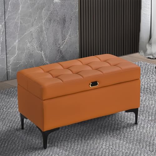 Junpllvic Schuhbank mit Stauraum aus Gummibaumholz mit Lederkissen, Eingangsbank mit Klappschublade für Schlafzimmer/Eingangsbereich/Wohnzimmer/Flur Junpllvic Schuhbank mit Stauraum aus Gummibaumholz mit Lederkissen, Eingangsbank mit Klappschublade für Schlafzimmer/Eingangsbereich/Wohnzimmer/Flur von Junpllvic
