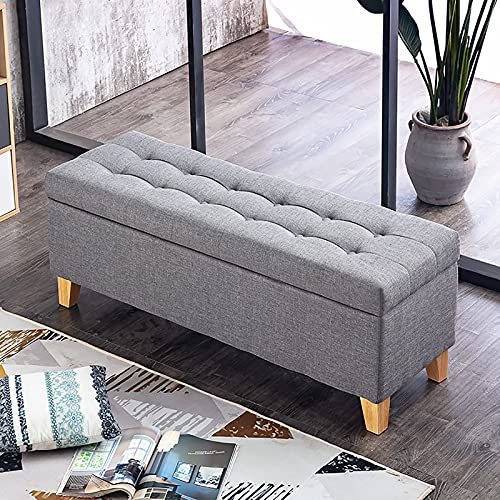 Junpllvic Schuhwechselhocker für den Eingangsbereich mit Stauraum, Leinen gepolsterte Sofa-Sitzbank mit Stauraum, Moderne Fußstütze am Ende des Bettes, Bank für Wohnzimmer und Schlafzimmer, grau, 100 Junpllvic Schuhwechselhocker für den Eingangsbereich mit Stauraum, Leinen gepolsterte Sofa-Sitzbank mit Stauraum, Moderne Fußstütze am Ende des Bettes, Bank für Wohnzimmer und Schlafzimmer, grau, 100 von Junpllvic