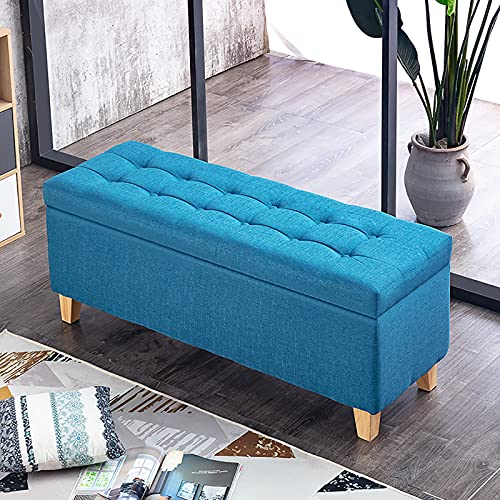 Junpllvic Schuhwechselhocker für den Eingangsbereich mit Stauraum, Leinenpolstersofa-Sitzbank mit Stauraum, Moderne Fußstütze am Ende des Bettes, Bank für Wohnzimmer und Schlafzimmer, Blau, 80 x 40 x Junpllvic Schuhwechselhocker für den Eingangsbereich mit Stauraum, Leinenpolstersofa-Sitzbank mit Stauraum, Moderne Fußstütze am Ende des Bettes, Bank für Wohnzimmer und Schlafzimmer, Blau, 80 x 40 x von Junpllvic