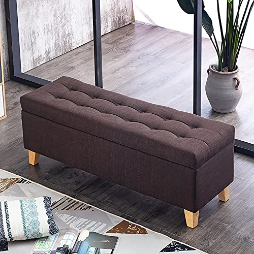 Junpllvic Schuhwechselhocker für den Eingangsbereich mit Stauraum, Sitzbank mit Leinenpolsterung für Sofas, Moderne Fußstütze am Ende des Bettes, Bank für Wohnzimmer und Schlafzimmer von Junpllvic