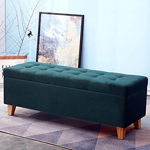 Junpllvic Schuhwechselhocker für den Eingangsbereich mit Stauraum, Sitzbank mit Leinenpolsterung für Sofas, Moderne Fußstütze am Ende des Bettes, Bank für Wohnzimmer und Schlafzimmer von Junpllvic