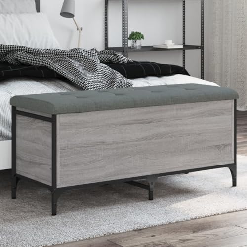 Junpllvic Stauraum Polsterbank Sitztruhe mit Fußhocker Garderobenbank Schlafzimmer Braun Eiche 102 x 42 x 45 cm Holzwerkstoff Junpllvic Stauraum Polsterbank Sitztruhe mit Fußhocker Garderobenbank Schlafzimmer Braun Eiche 102 x 42 x 45 cm Holzwerkstoff von Junpllvic