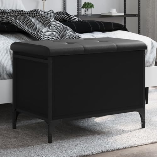 Junpllvic Stauraum Polsterbank Sitztruhe mit Fußhocker Garderobenbank Schlafzimmer Braun Eiche 62 x 42 x 45 cm Holzwerkstoff von Junpllvic