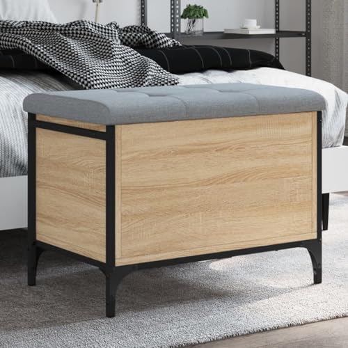 Junpllvic Stauraum Polsterbank Sitztruhe mit Fußhocker Garderobenbank Schlafzimmer Braun Eiche 62 x 42 x 45 cm Holzwerkstoff Junpllvic Stauraum Polsterbank Sitztruhe mit Fußhocker Garderobenbank Schlafzimmer Braun Eiche 62 x 42 x 45 cm Holzwerkstoff von Junpllvic