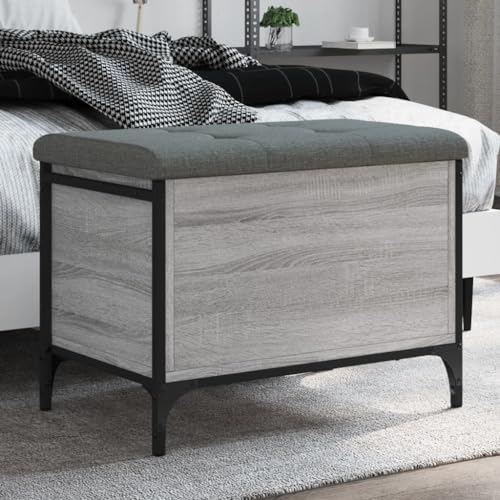 Junpllvic Stauraum Polsterbank Sitztruhe mit Fußhocker Garderobenbank Schlafzimmer Braun Eiche 62 x 42 x 45 cm Holzwerkstoff von Junpllvic