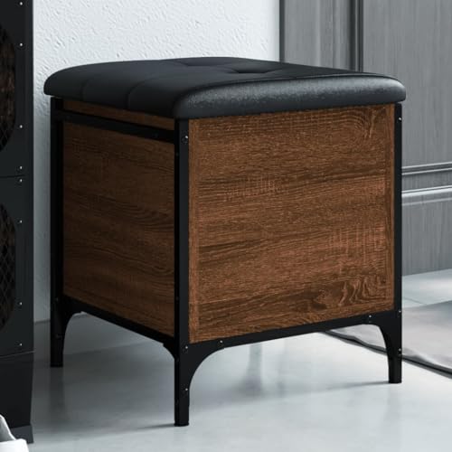 Junpllvic Stauraum Polsterbank Sitztruhe mit Platz Stauraum Fußhocker Garderobenbank Schlafzimmer Braun Eiche 42 x 42 x 45 cm Holzwerkstoff von Junpllvic
