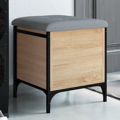 Junpllvic Stauraum Polsterbank Sitztruhe mit Platz Stauraum Fußhocker Garderobenbank Schlafzimmer Braun Eiche 42 x 42 x 45 cm Holzwerkstoff von Junpllvic