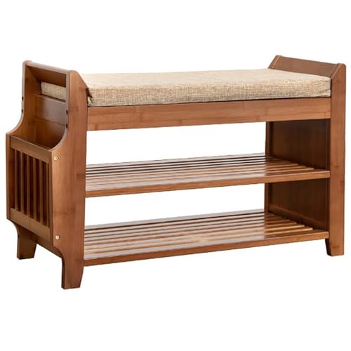 Junpllvic Wickelhocker, Schuhbank mit Stauraum und Sitzgelegenheit, mit Organizer-Schublade, belastbar bis 45 kg, für Flur, Haustür: 62/78/98 cm x 29 cm x 49 cm, Industrie-Stil von Junpllvic