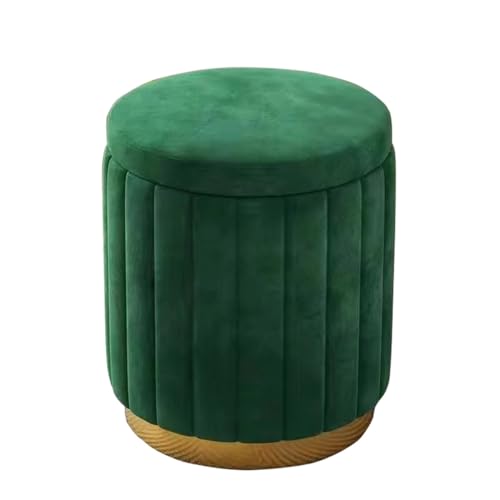 Runder, mit Leinen gepolsterter Sitz, Ottomane, Aufbewahrungshocker, Box, Fußhocker, Pouffes, Stuhl mit Deckel for Schlafzimmer, Wohnzimmer, Ankleide, Flur (Leinen, 34 x 45 cm) (Color : Green) von Junpllvic