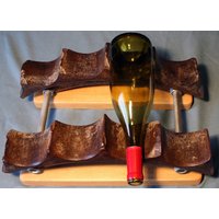 Eisensommelier ~ Reclaimed Vintage Wine 4-Flaschenständer Steampunk Recycling Industrial Machine Dieselpunk Bulldozer Tread Drive Gear 40 Pfund von Junquentoys