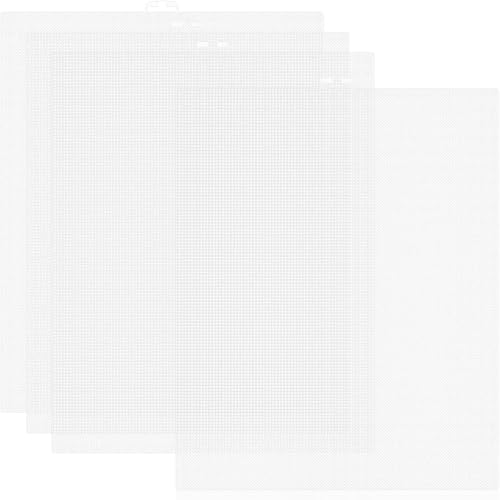 Junterone 4 Stück Kunststoff-Netz-Canvas-Blätter, 10,2 X 13, Netz-Canvas-Blätter für Stickereien, Strick- und Häkelprojekte, 10 CT von Junterone
