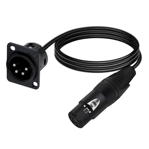Junterone 4Pin Typ XLR Panel Mount Chassis auf Buchse Connector Adapter XLR Feedthrough Bulkhead MIC Buchse Audio-Verlängerungskabel 300cm von Junterone