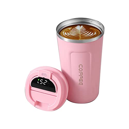 Junterone 510Ml Smarte Thermoflasche für Kaffee LED Temperaturanzeige Thermobecher Isolierbecher Kaffeetasse Rosa von Junterone