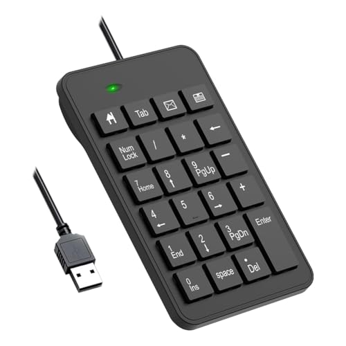 Junterone Digitaltastatur mit Kabel, USB, 23 Tasten, Finanzbuchhaltung, Bürozubehör für Laptop, PC, Computer von Junterone