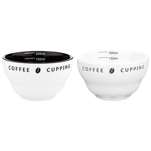 Junterone Kaffeetasse 200ml Messbecher Stapelbar mit Skala Kaffee-Probierschale Professionelle Keramik-Kaffeetasse Messbecher von Junterone