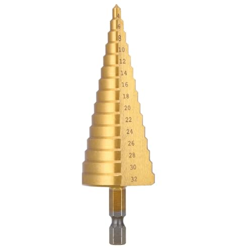 Junterone Stufenbohrer mit gerader Nut, HSS, 4 bis 32 mm, Stufenbohrer für Holz und Metall, Kernbohrer, Pagodenbohrer von Junterone