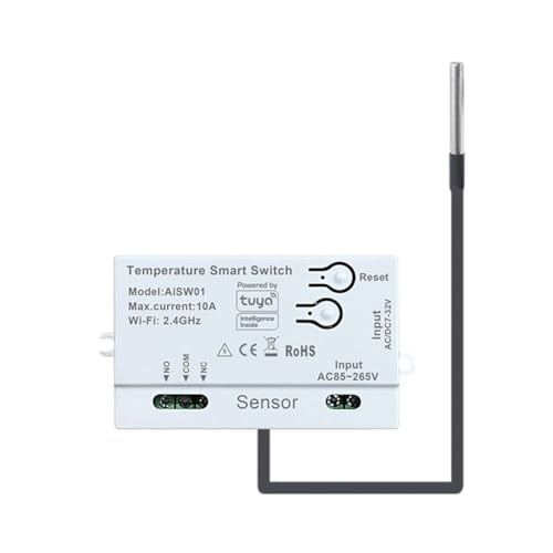 Junterone Tuya WLAN-Temperaturschalter-Sensor 2,4G WLAN-Temperaturschalter-Sensor Smart-Schalter mit 1M Temperatursonde von Junterone