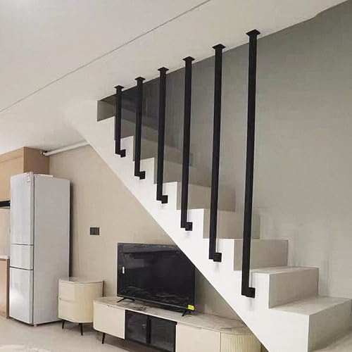 Junvstor Handläufe für Innentreppenstufen, Schwarze Treppenhandlauf-Wandtrennsäulen, Treppengeländer für Treppenraumteilerpfosten, Sicherheitsbaluster-Haltegriffgeländer, Leitplanke(Style 1,105cm) von Junvstor