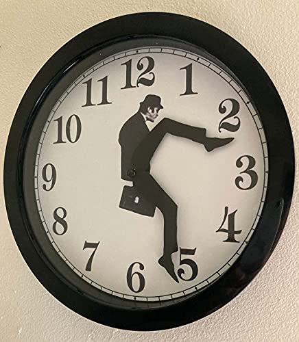 Monty Python inspirierte Silly Walk Wanduhr – kreative Wanduhr, Kunstwerk, präzise Sekunden, geräuschlose Uhr, kein Ticken, für Schlafzimmer, Büro und Bibliothek, Wanddekorationen (schwarz) von Junwei
