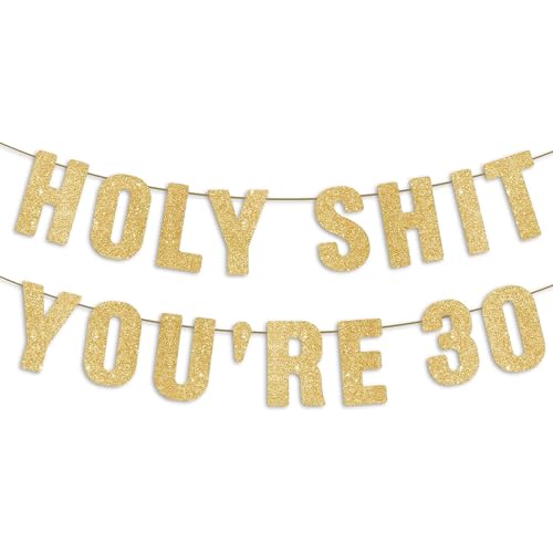 Happy 30th Birthday Dekorationen für Sie & Ihn, lustiges 30 Jahre altes Partyschild für Frauen & Männer, vorbespanntes Partybanner zum 30. Geburtstag, goldener Glitzer Happy 30th Birthday Dekorationen für Sie & Ihn, lustiges 30 Jahre altes Partyschild für Frauen & Männer, vorbespanntes Partybanner zum 30. Geburtstag, goldener Glitzer von JunyRuny