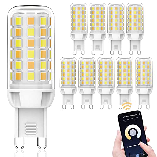 Juodkeo G9 LED Smart Leuchtmittel, Kompatibel mit Alexa und Google Assistant, App und Sprachsteuerung, WiFi LED-Leuchtmittel, Dimmbar, Timmbar Warmweiß bis Kaltweiß, 3 W (40 W Halogen Äquivalent) (10) von Juodkeo