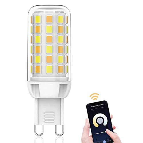 Juodkeo G9 LED Smart Leuchtmittel, Kompatibel mit Alexa und Google Assistant, App und Sprachsteuerung, WiFi LED-Leuchtmittel, Dimmbar, Timmbar Warmweiß bis Kaltweiß, 3 W (40 W Halogen Äquivalent) (1) von Juodkeo