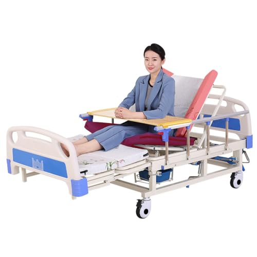 Juodkeo Premium-Krankenhaus-Medizinisches Bett für zu Hause - 10 Funktionen Voll-Elektro, 5-Zoll verriegelbare Rollen, Seitenneigung, bis 250kg Last,Manual von Juodkeo