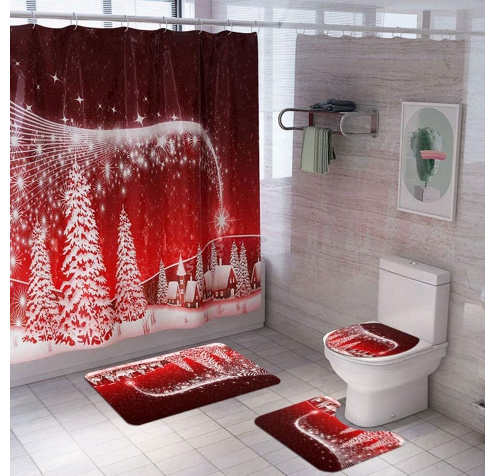 Juoungle Duschvorhang 4-teiliges Badezimmer-Duschvorhang-Set, langlebig, wasserdicht von Juoungle