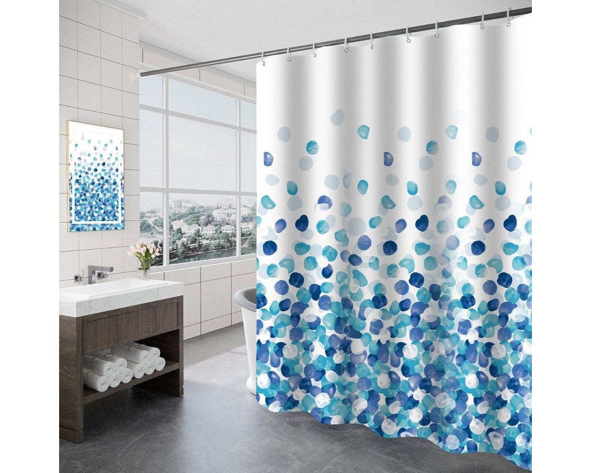 Juoungle Duschvorhang Abstrakte Malerei Tinte Textur Blau Duschvorhänge für Badezimmer von Juoungle