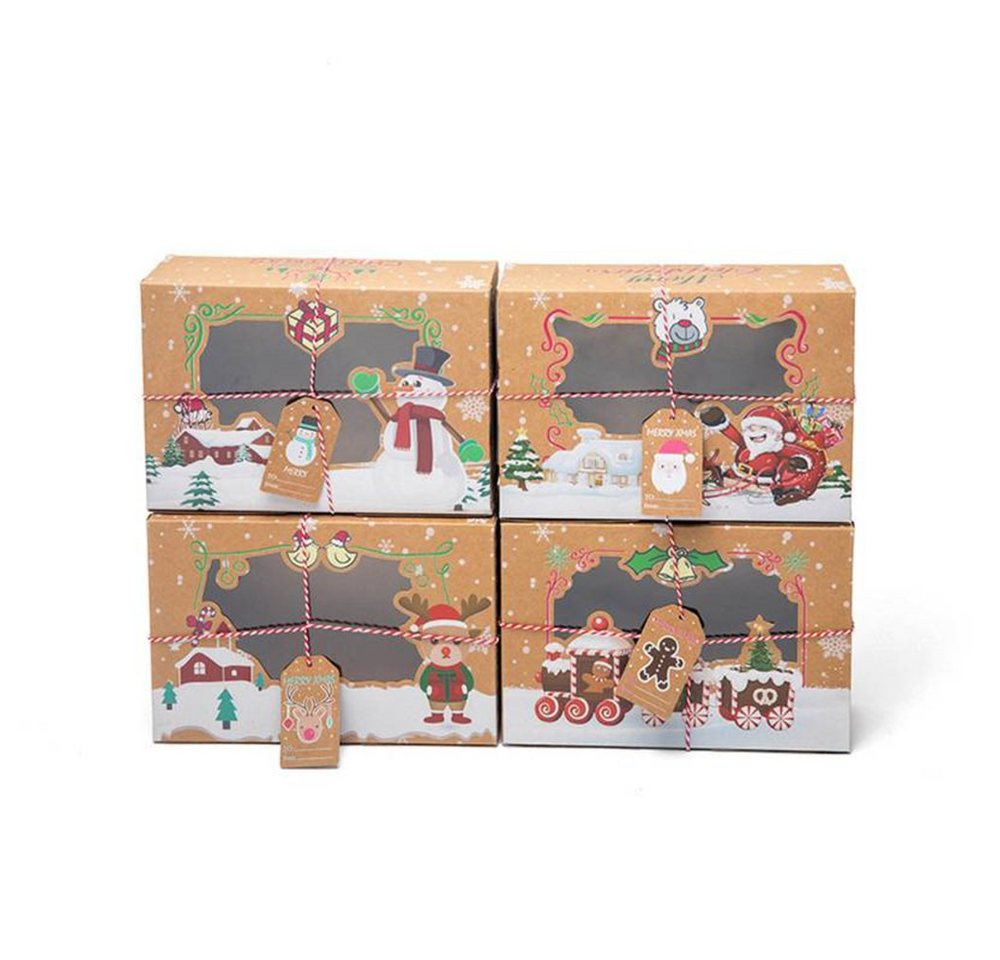 Juoungle Geschenkbox Geschenkboxen mit Weihnachtsmotiven, faltbare Pappbox von Juoungle