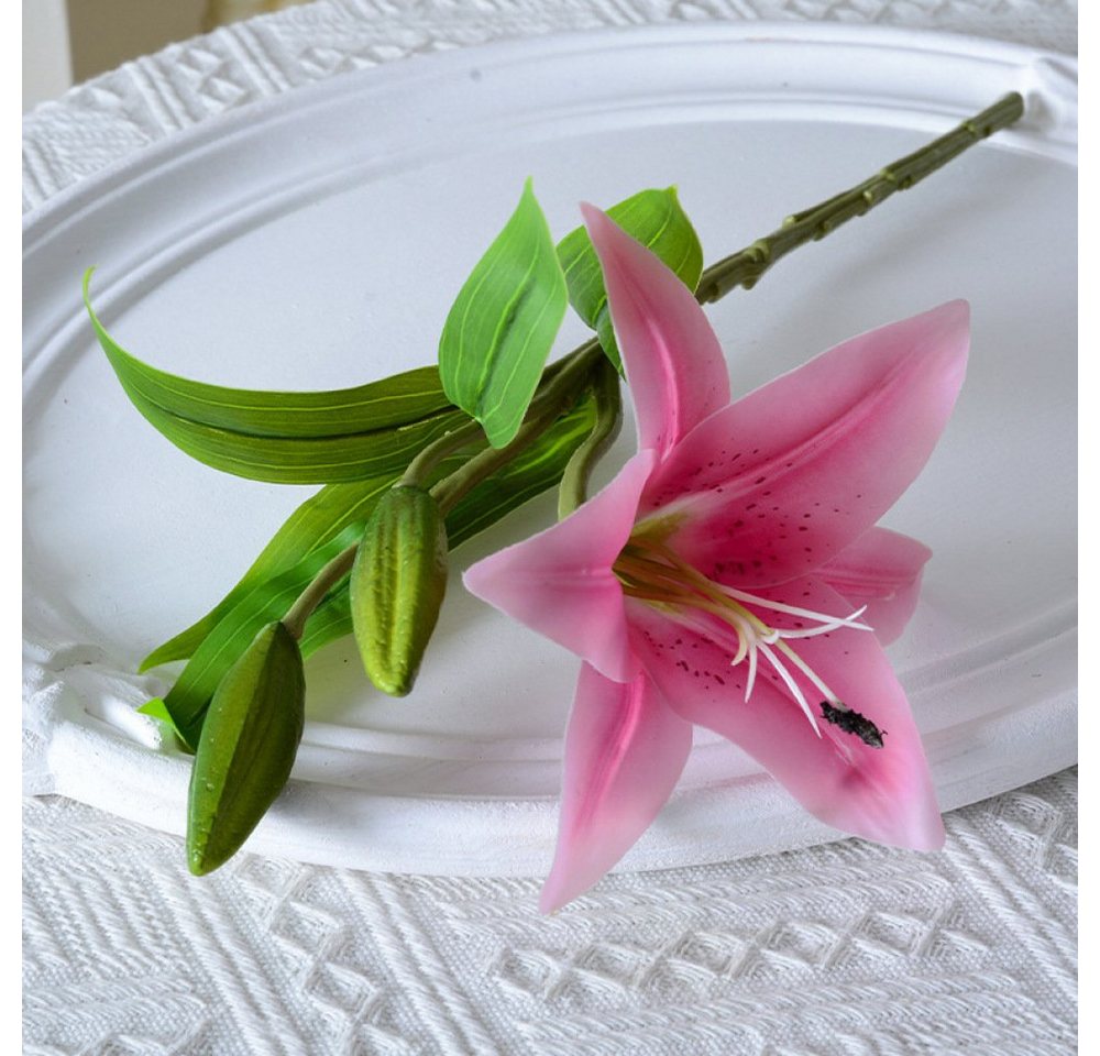 Kunstblumenstrauß 6 Stück Lilie künstliche Blumenarrangement, Tischdekoration, Juoungle von Juoungle