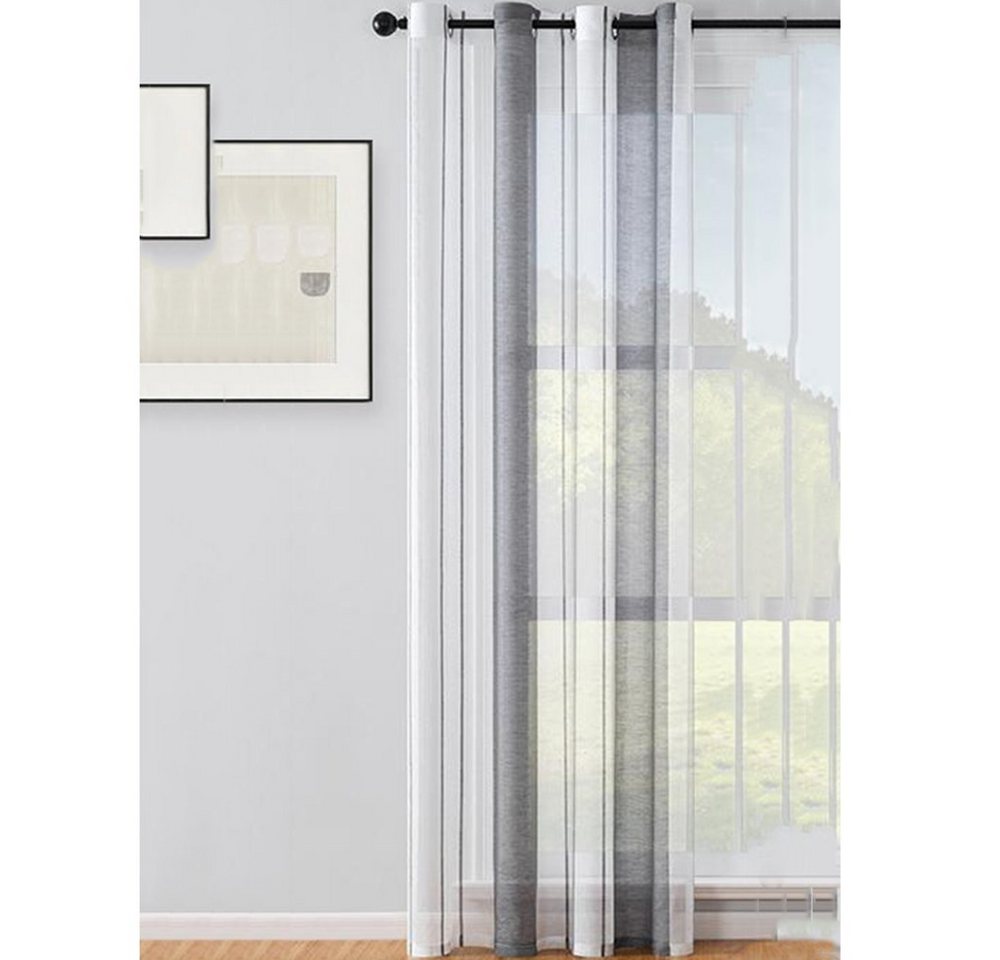 Vorhang Gardinen Gestreift Halbtransparent mit Ösen, Vorhang Schlafzimmer, Juoungle von Juoungle