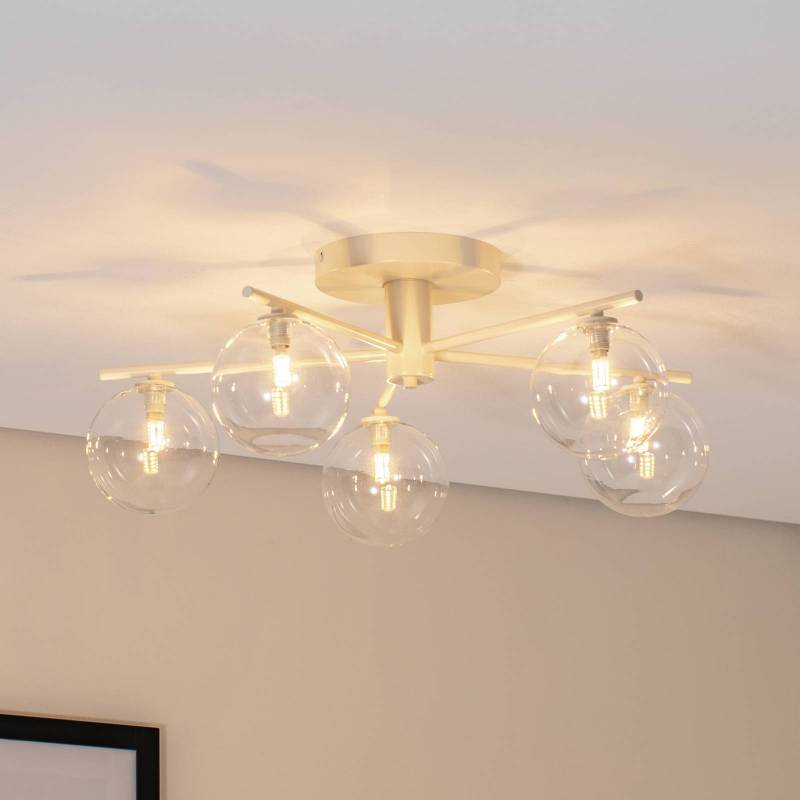 Deckenleuchte Prato, creme/klar, Glas, 5-flammig von Jupiter